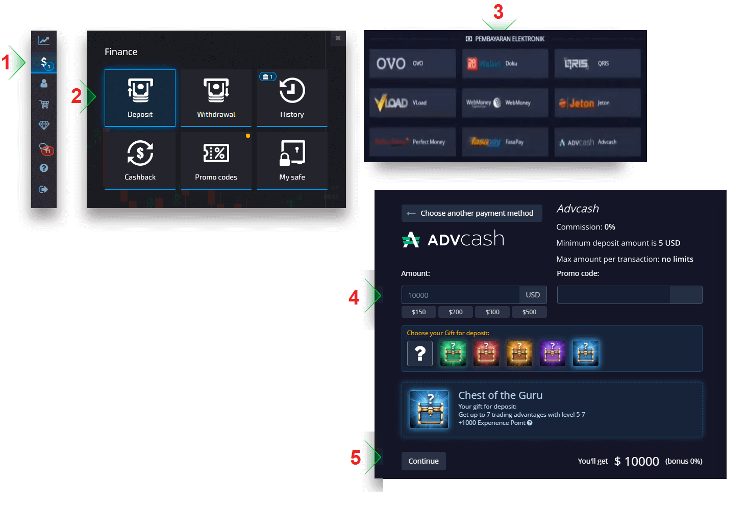 Deposit Money in Pocket Option via Bank Cards (Visa / Mastercard), Bank Transfer, E-payments (OVO, Doku, QRIS, VLoad, WebMoney, Jeton, Perfect Money, FasaPay, Advcash) and Cryptocurrency in Indonesia Deposit Money in Pocket Option via Bank Cards (Visa / Mastercard), Bank Transfer, E-payments (OVO, Doku, QRIS, VLoad, WebMoney, Jeton, Perfect Money, FasaPay, Advcash) and Cryptocurrency in Indonesia