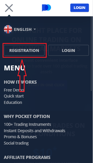 Cách đăng ký và gửi tiền tại Pocket Option