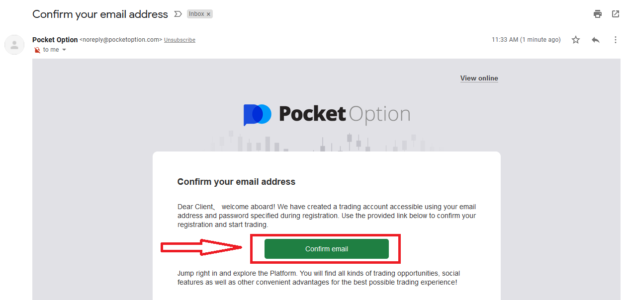 Як зареєструвати та підтвердити обліковий запис у Pocket Option